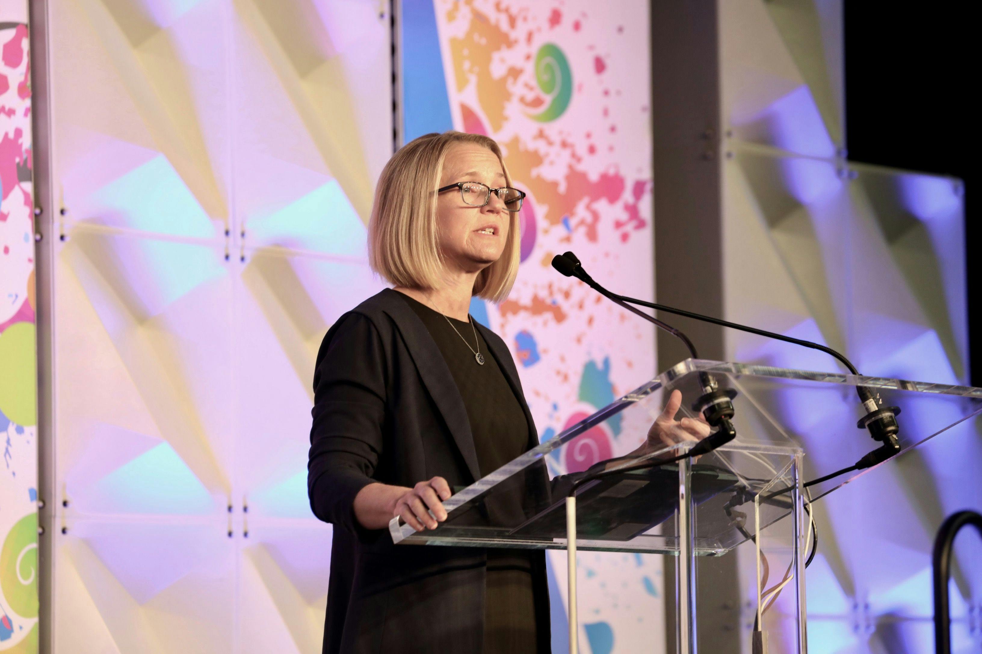 Jennifer Graves, MD, PhD, addresses the room about her findings at the CMSC Annual Meeting.
Image courtesy: Shmulik Almany